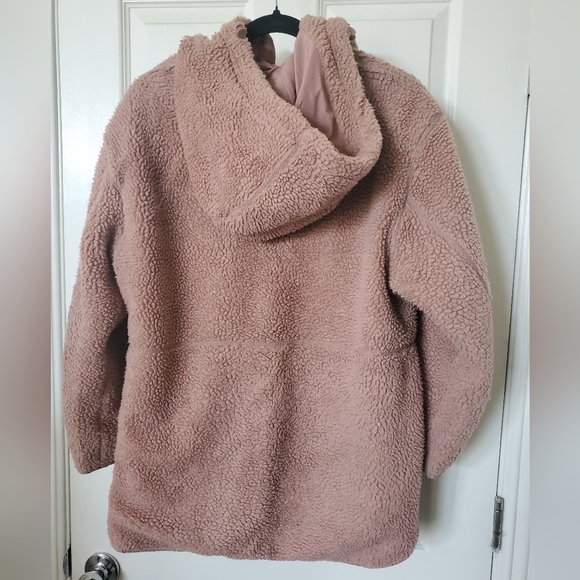 H&M sherpa fleece teddy bear sweater jacket blush pink size XS - Picture 2 of 9
